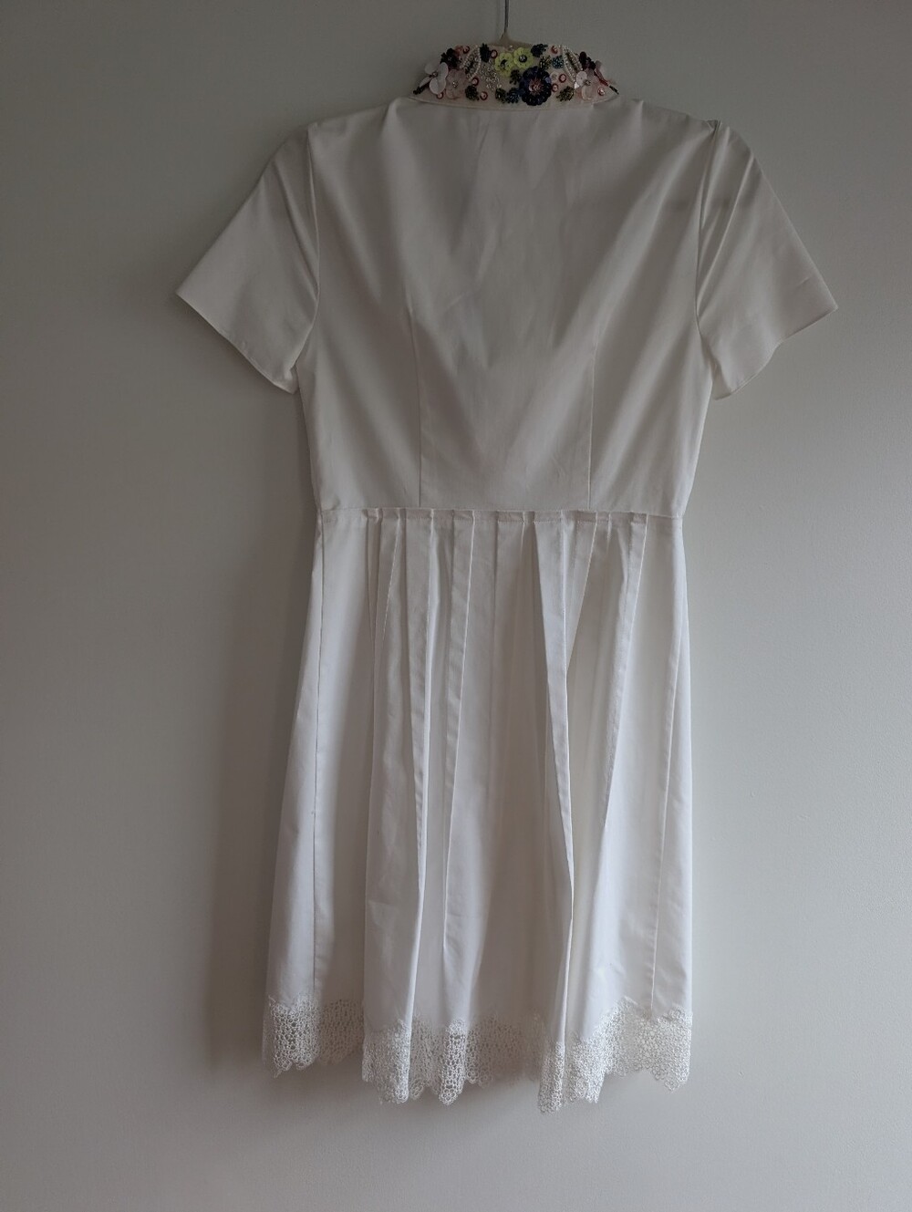NWT Elie Tahari White Sammy Dress Beaded Floral Collar Short Sleeve Sz 2 - Picture 5 of 13